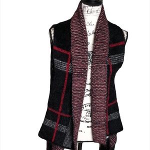 Plaid Sleeveless Open Cardigan